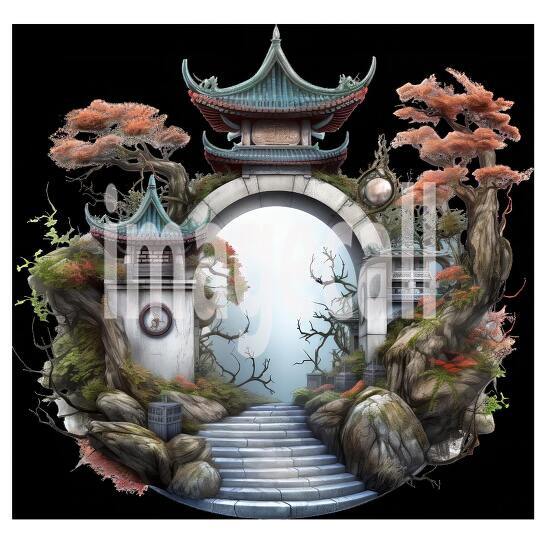 Clipart Chinese Moon Doors 15300dpi