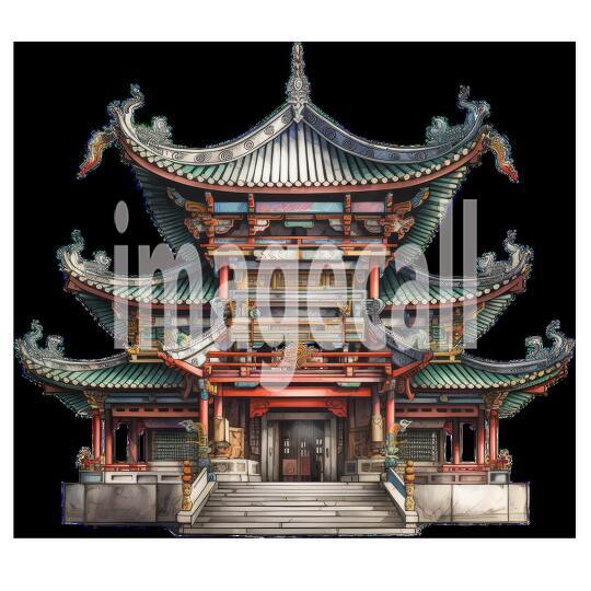 Clipart Chinese Temples 1 - 300dpi