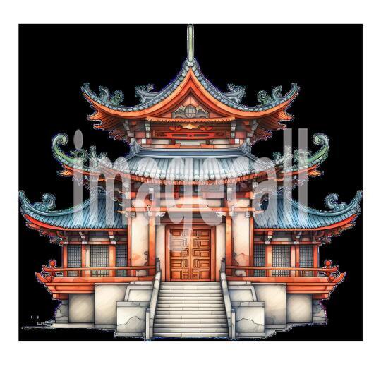 Clipart Chinese Temples 6 - 300dpi