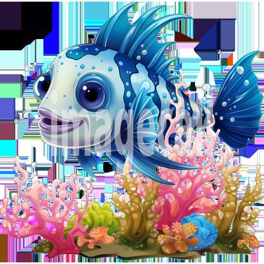 Clipart Cute Coral Fish 3300dpi