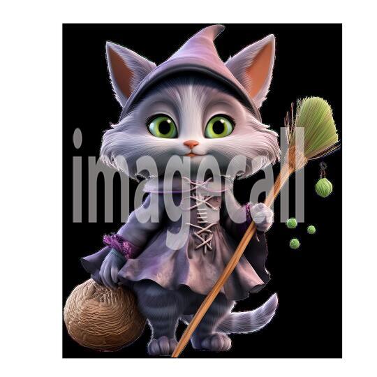 Clipart Cute Witches Cat 10-300dpi