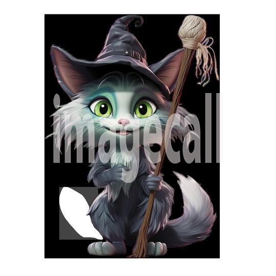Clipart Cute Witches Cat 1-300dpi
