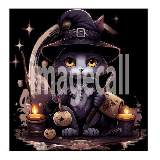 Clipart Cute Witches Cat 13-300dpi
