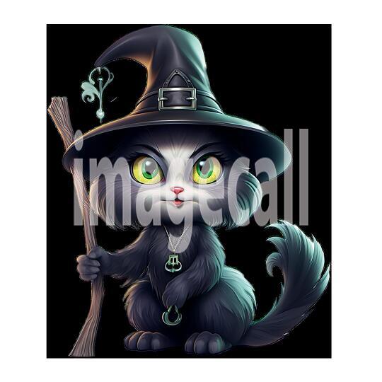 Clipart Cute Witches Cat 16-300dpi