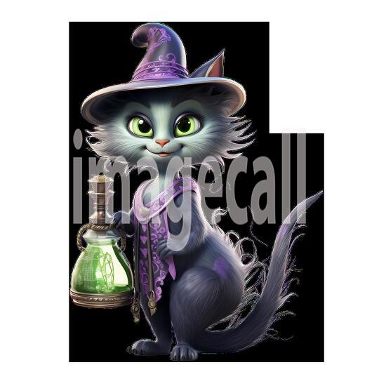 Clipart Cute Witches Cat 4-300dpi