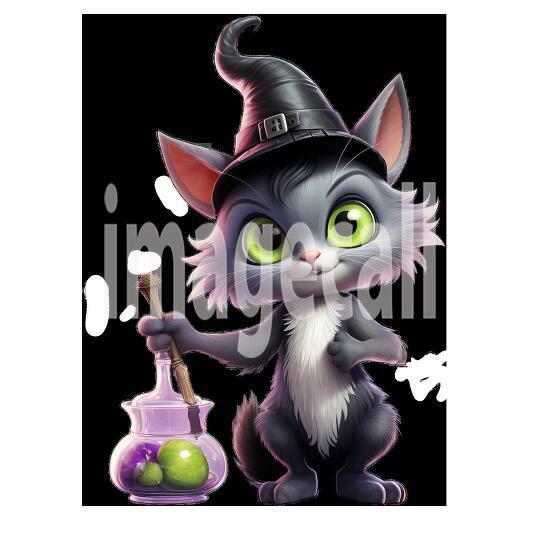 Clipart Cute Witches Cat 7-300dpi