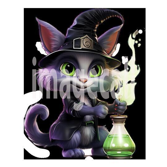 Clipart Cute Witches Cat 9-300dpi