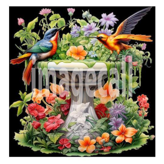 Clipart Floral Bird Bath (12)