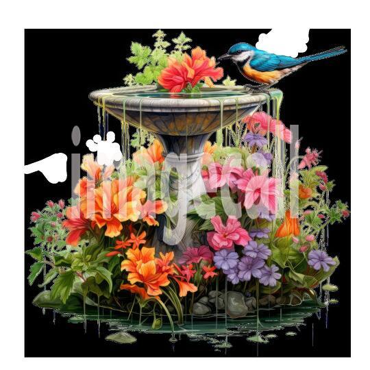 Clipart Floral Bird Bath (13)