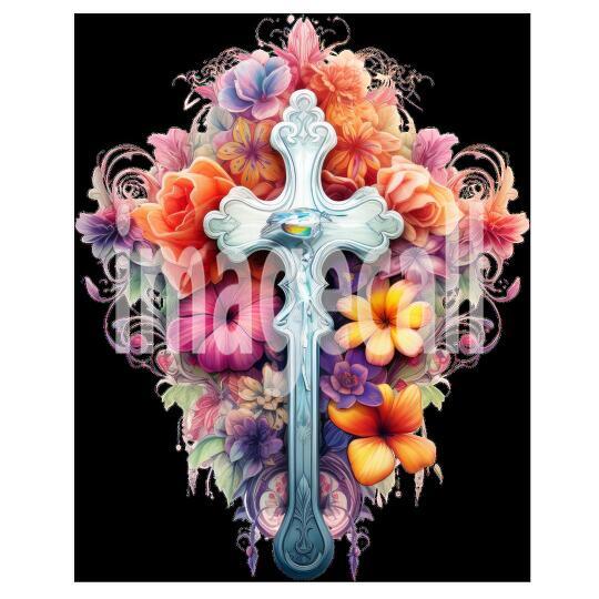 Clipart Floral Cross (5)