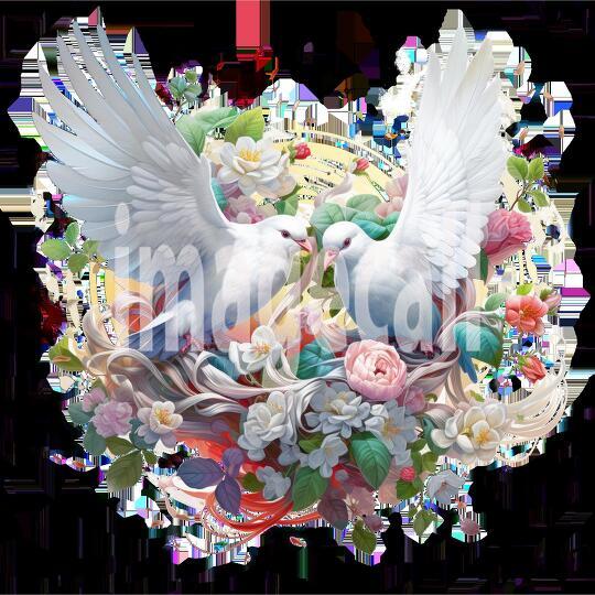 Clipart Floral Doves 11-300dpi