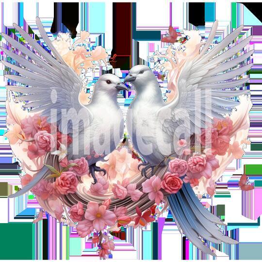 Clipart Floral Doves 12-300dpi