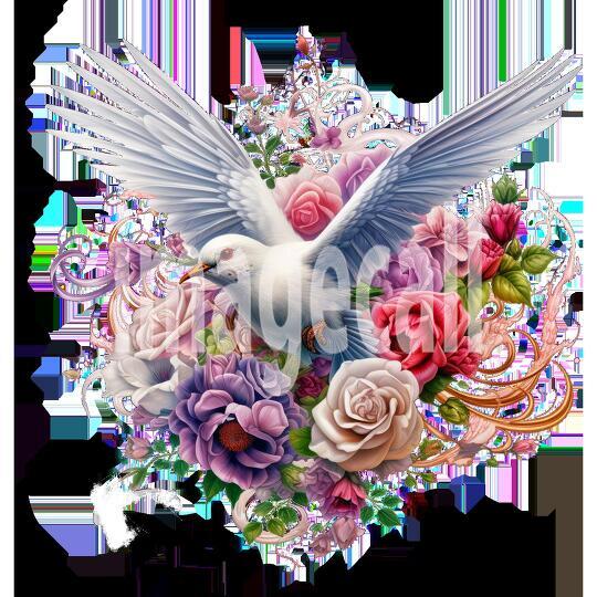Clipart Floral Doves 14-300dpi