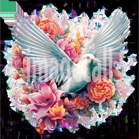 Clipart Floral Doves 16-300dpi