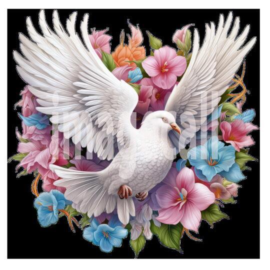 Clipart Floral Doves 2-300dpi
