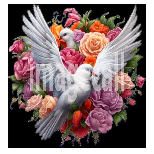 Clipart Floral Doves 3-300dpi