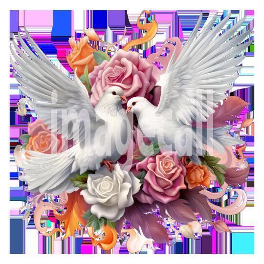 Clipart Floral Doves 6-300dpi