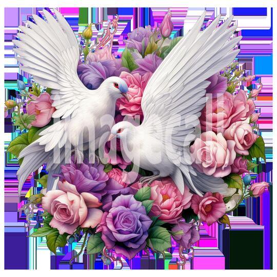 Clipart Floral Doves 7-300dpi