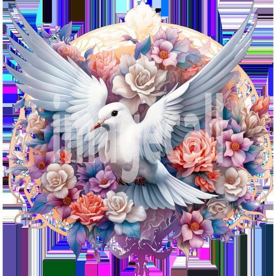 Clipart Floral Doves 8-300dpi