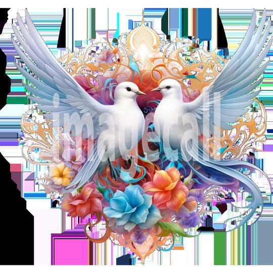 Clipart Floral Doves 9-300dpi