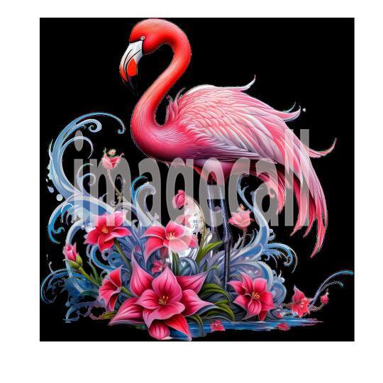 Clipart Floral Flamingos (3)
