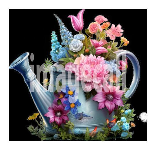 Clipart Floral Garden Watering Can (1)