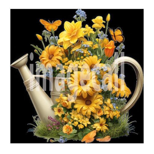 Clipart Floral Garden Watering Can (10)