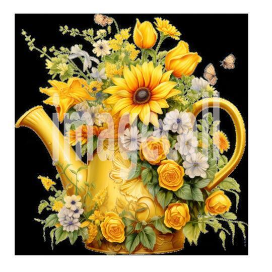 Clipart Floral Garden Watering Can (15)