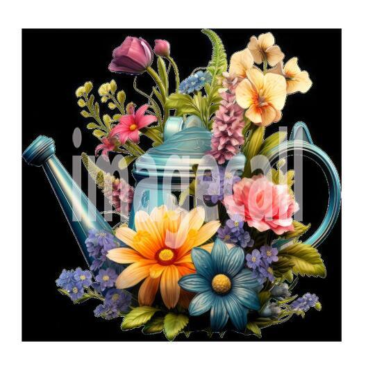 Clipart Floral Garden Watering Can (19)