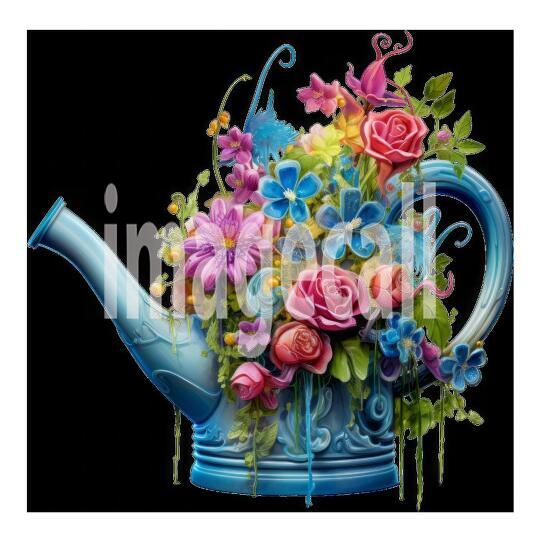 Clipart Floral Garden Watering Can (3)