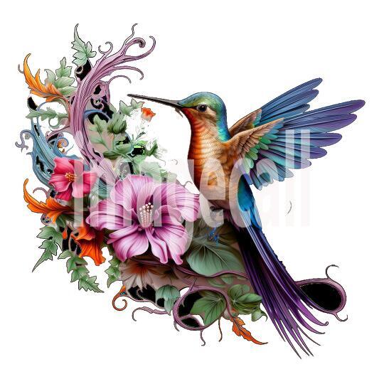 Clipart Floral Hummingbird (2)