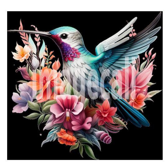 Clipart Floral Hummingbird (4)