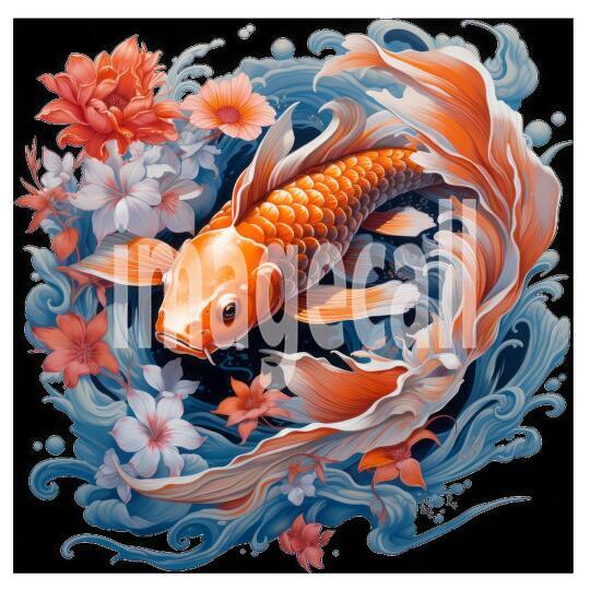 Clipart Floral Koi Carp 11300dpi