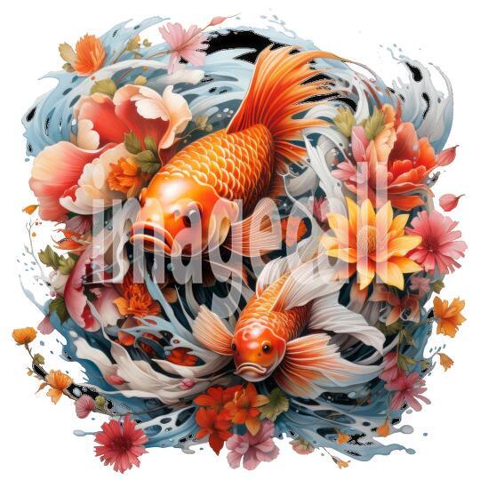 Clipart Floral Koi Carp 1300dpi