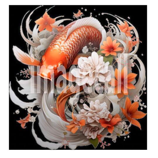Clipart Floral Koi Carp 13300dpi