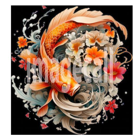 Clipart Floral Koi Carp 15300dpi