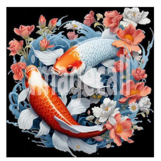 Clipart Floral Koi Carp 17300dpi