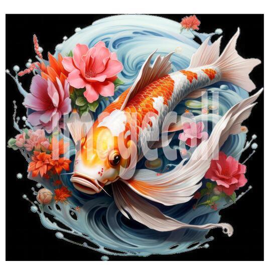 Clipart Floral Koi Carp 18300dpi