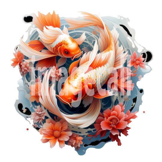 Clipart Floral Koi Carp 20300dpi