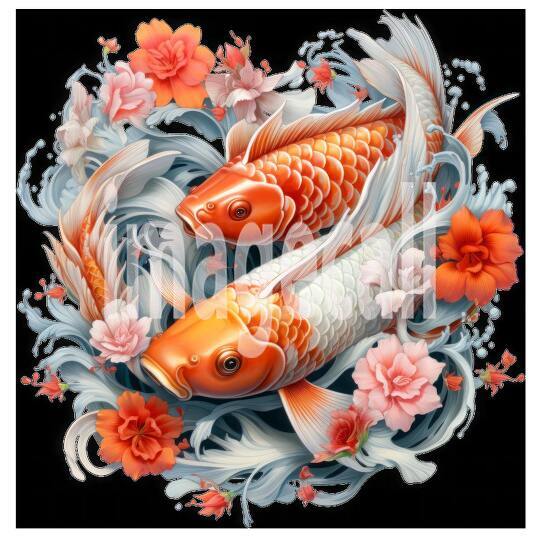 Clipart Floral Koi Carp 2300dpi