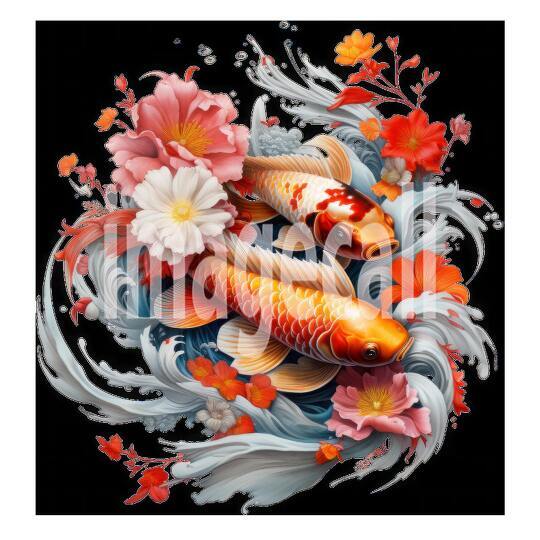 Clipart Floral Koi Carp 5300dpi