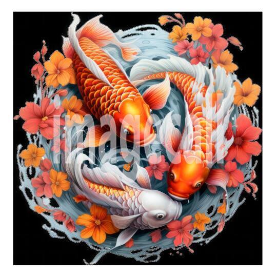 Clipart Floral Koi Carp 7300dpi