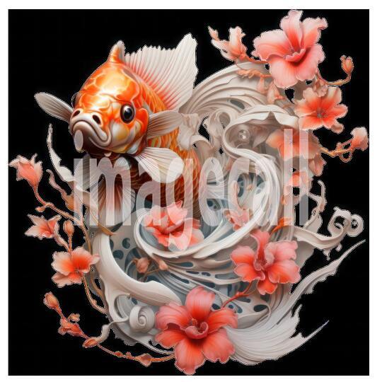 Clipart Floral Koi Carp 8300dpi