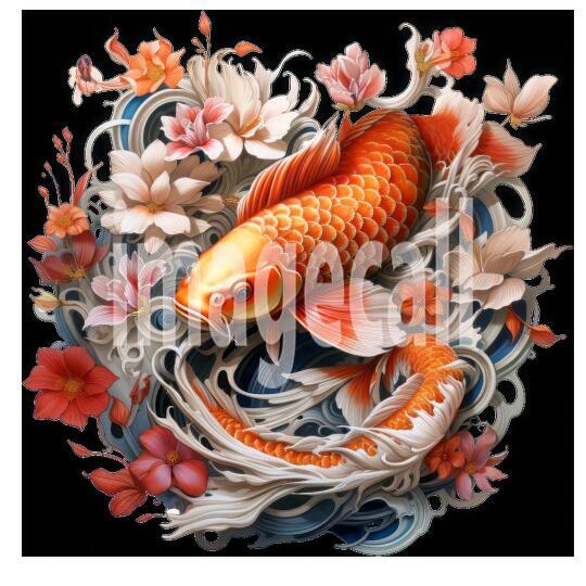 Clipart Floral Koi Carp 9300dpi