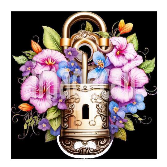 Clipart Floral Padlock (10)