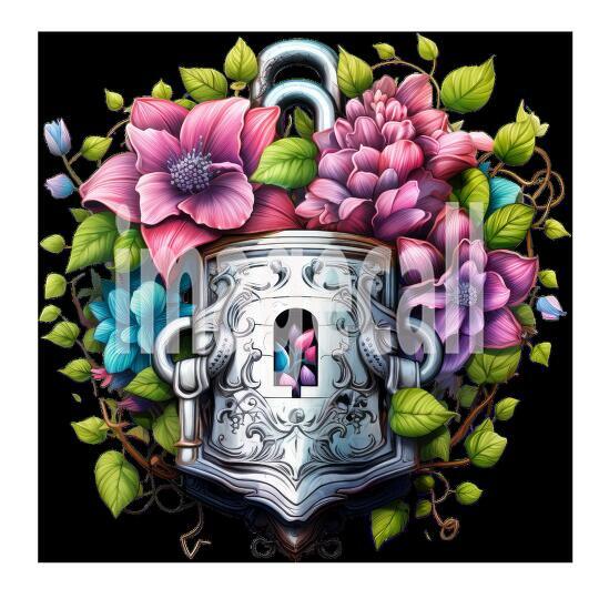 Clipart Floral Padlock (2)