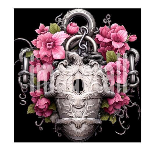 Clipart Floral Padlock (3)