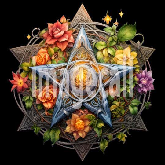 Clipart Floral Pentagram (12)