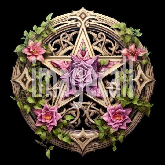 Clipart Floral Pentagram (13)
