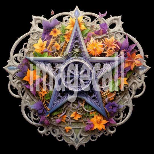 Clipart Floral Pentagram (2)